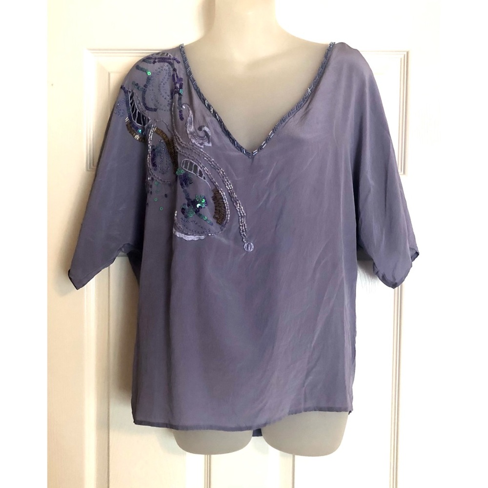 Love 21 Silk Beaded Lilac Top